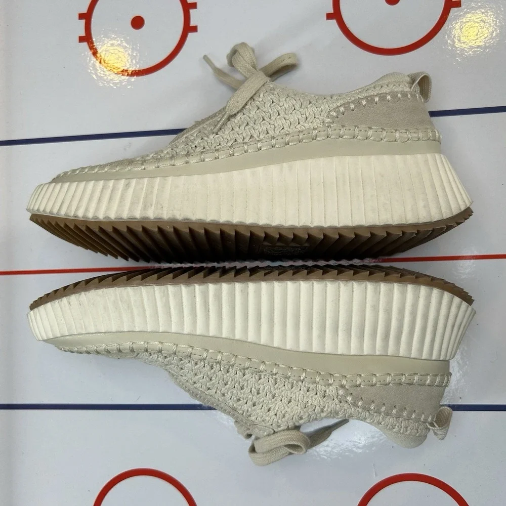 Dolce Vita Dolen Womens Shoes Beige Knit Sneakers‎ Chunky Low Top Fashion US 9